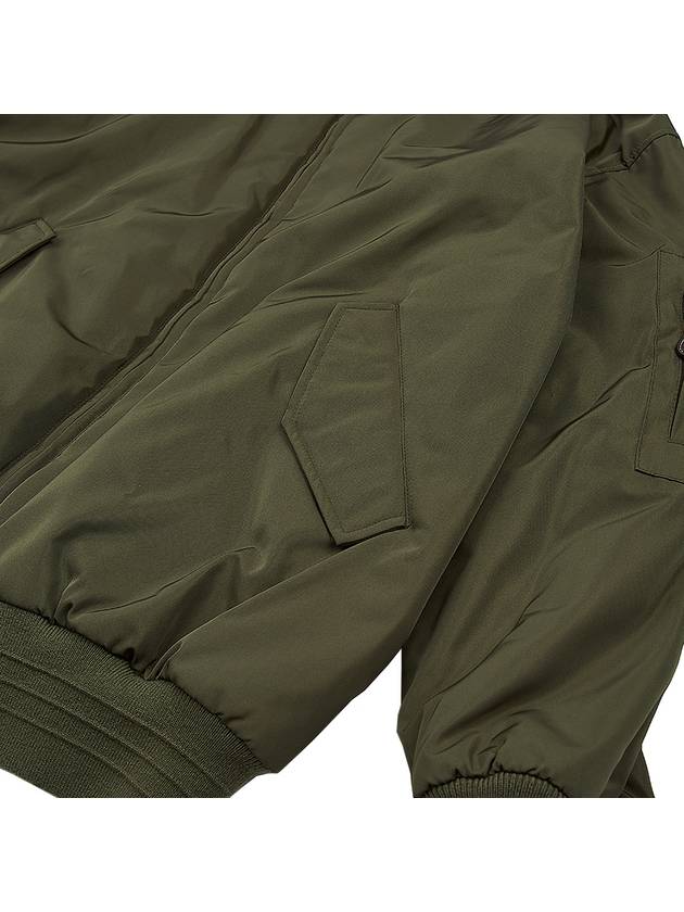 Sleeve Pocket Zipper Linen Bomber Jacket Dark Green - LORO PIANA - BALAAN 10