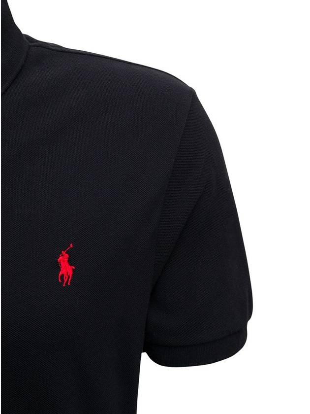 Men's Red Embroidered Logo Polo Shirt Black - POLO RALPH LAUREN - BALAAN 4