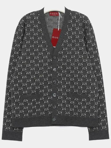 GG Shadow Wool Jacquard Cardigan Grey - GUCCI - BALAAN 1