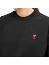 Small Heart Logo Sweatshirt Black - AMI - BALAAN 5