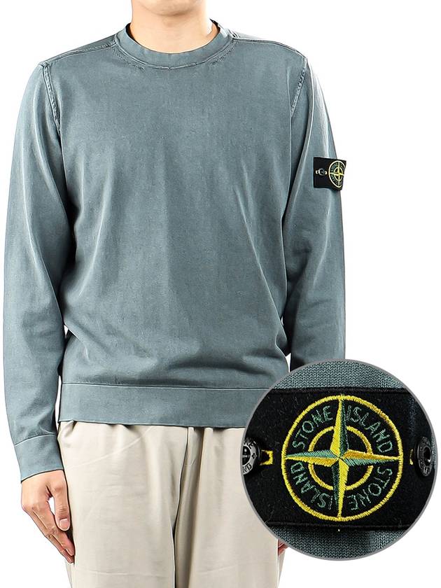 Waffen Patch Cotton Knit Top Blue Gray - STONE ISLAND - BALAAN 2