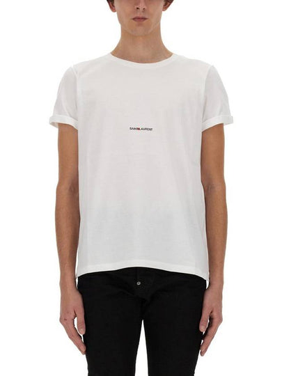 Men's Small Logo Short Sleeve T-Shirt White - SAINT LAURENT - BALAAN 2