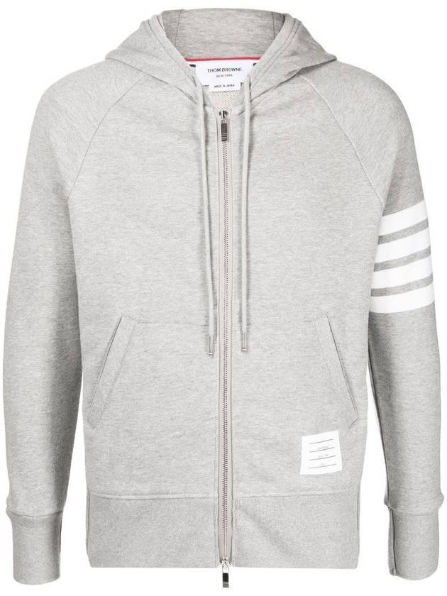 Engineered 4 Bar Diagonal Zip Up Hoodie Light Grey - THOM BROWNE - BALAAN 2