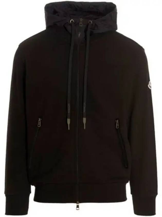 8G00034 899WC 999 Logo Patch Hooded Zip up Black Men s Jacket TJ 271629 - MONCLER - BALAAN 1