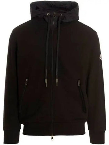 8G00034 899WC 999 Logo Patch Hooded Zip up Black Men s Jacket TJ 271629 - MONCLER - BALAAN 1