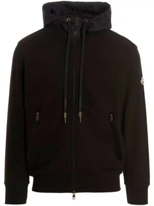 8G00034 899WC 999 Logo Patch Hooded Zip up Black Men s Jacket TJ 271629 - MONCLER - BALAAN 1