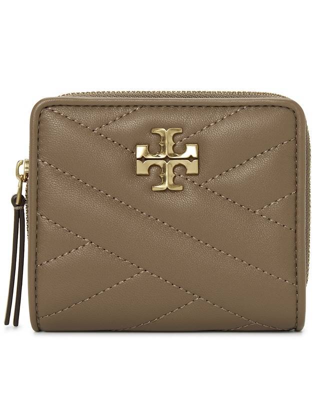 Kira Chevron Half Wallet Dark Beige - TORY BURCH - BALAAN 1