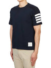 4-Bar Striped Cotton Short Sleeve T-Shirt Navy - THOM BROWNE - BALAAN 5