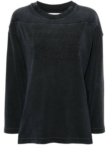 Numeric Stitch Cotton Long Sleeve T-Shirt Black - MAISON MARGIELA - BALAAN 1