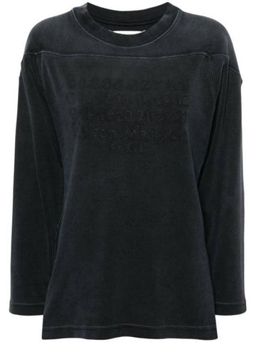 Numeric Stitch Cotton Long Sleeve T-Shirt Black - MAISON MARGIELA - BALAAN 1