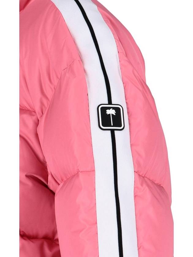 Women's High Neck Logo Track Down Padding Pink - PALM ANGELS - BALAAN 5