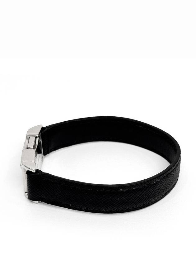 L triangle logo saffiano buckle bracelet black - PRADA - BALAAN 3