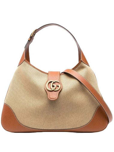 Aphrodite Large Canvas Shoulder Bag Beige Brown - GUCCI - BALAAN 1