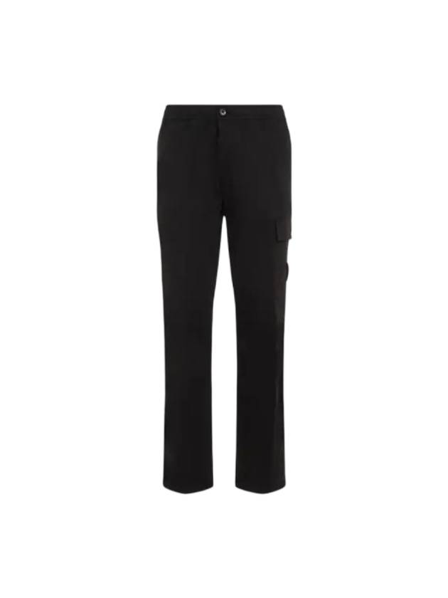 Ghost Stretch Cotton Wool Satin Cargo Straight Pants Black - STONE ISLAND - BALAAN 1