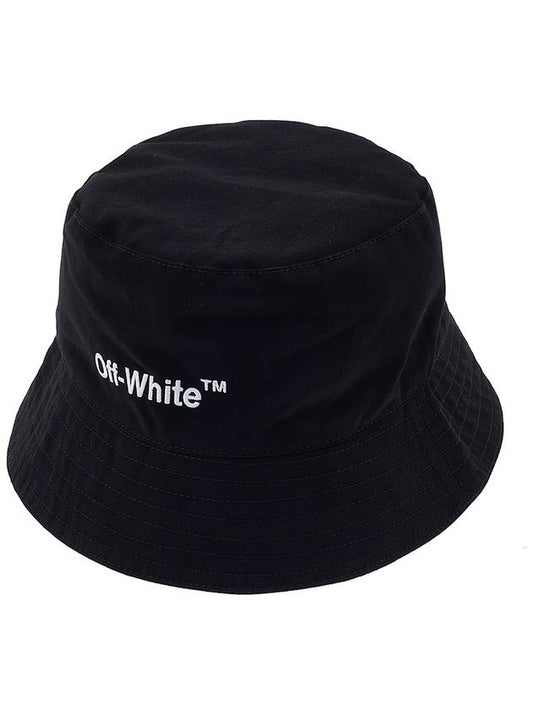 Helvetica Logo Print Bucket Hat Black - OFF WHITE - BALAAN.