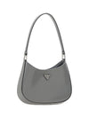 Triangular Logo Cleo Brushed Leather Shoulder Bag Grey - PRADA - BALAAN 4