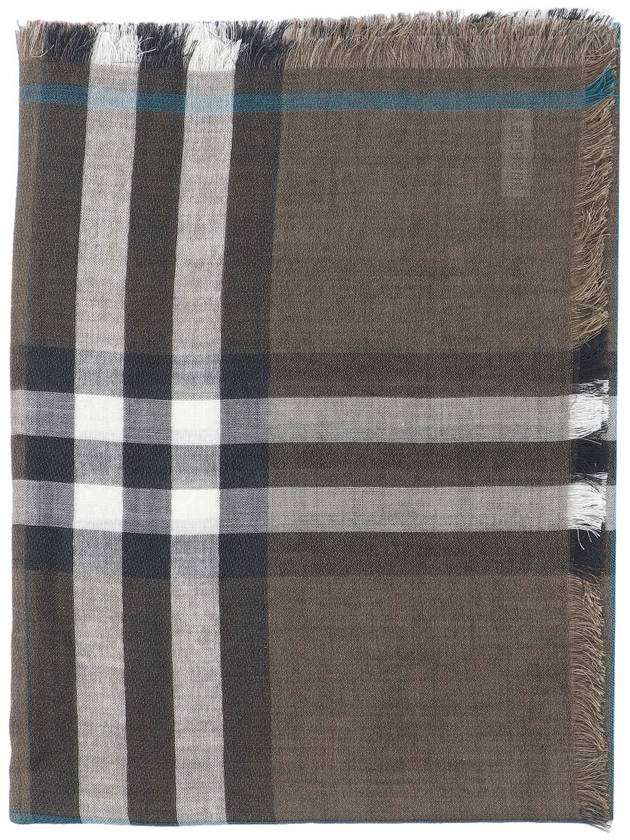 Check Reversible Wool Silk Scarf Dark Green - BURBERRY - BALAAN 3