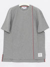 RWB Stripe Cotton Short Sleeve T-shirt Grey - THOM BROWNE - BALAAN 3