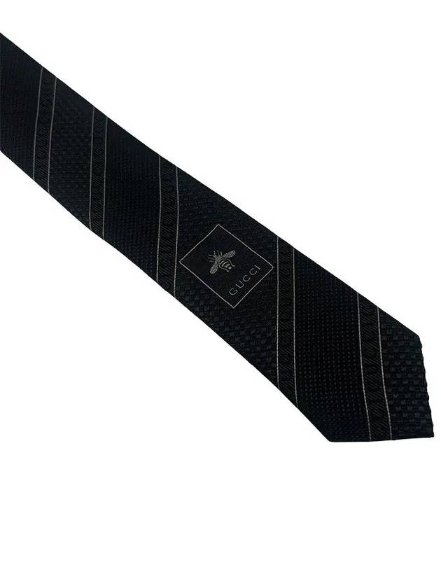 Men's Striped Tie Black - GUCCI - BALAAN 9