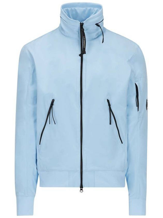 Lens Wappen Soft Shell Zip-Up Jacket Blue - CP COMPANY - BALAAN.