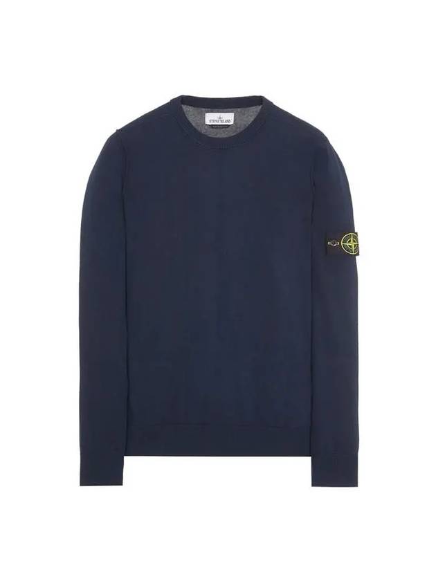 Logo Patch Knit Top Navy - STONE ISLAND - BALAAN 1