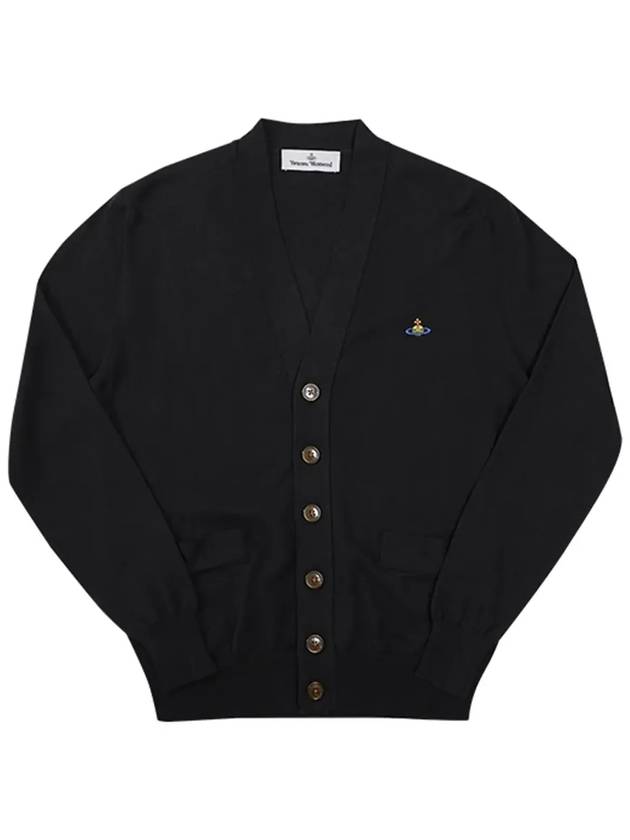 ORB Embroidery Logo V Neck Cardigan Black - VIVIENNE WESTWOOD - BALAAN 5