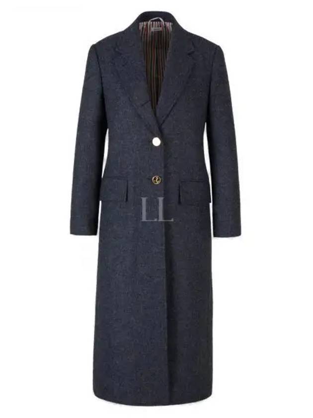 Solid Shetland Wide Lapel Single Coat Blue - THOM BROWNE - BALAAN 2