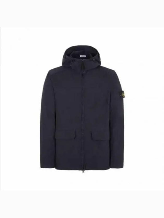 Batavia Garment Dyed Nylon Cotton Hooded Jacket Navy - STONE ISLAND - BALAAN 2