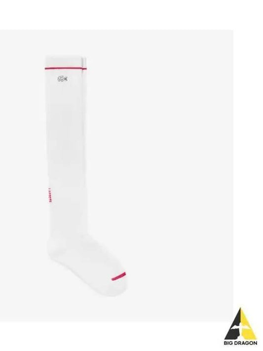 Women s Sports Middle Knee Socks White - LACOSTE - BALAAN 1