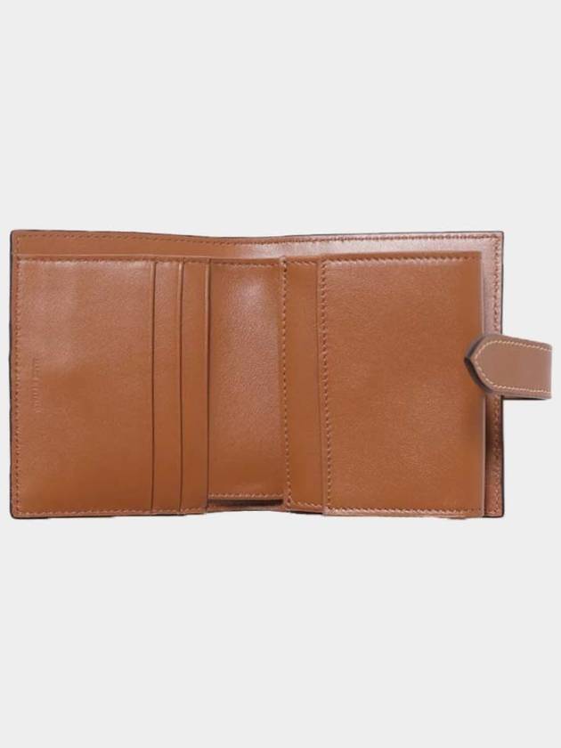 Triomphe Canvas Lambskin Small Strap Half Wallet Tan - CELINE - BALAAN 5