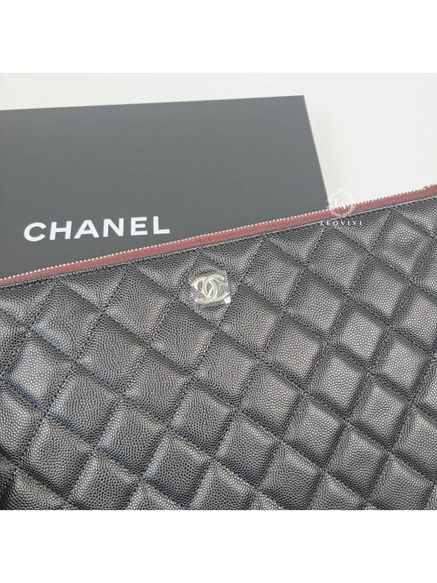 Medium Classic Clutch Bag Caviar Leather & Silver Black - CHANEL - BALAAN 8