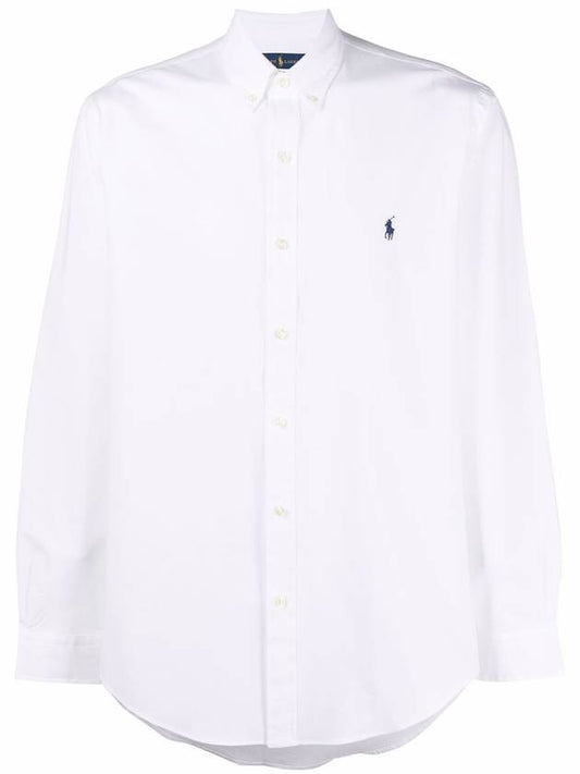 Embroidery Pony Custom Fit Long Sleeves Shirt White - POLO RALPH LAUREN - BALAAN 1