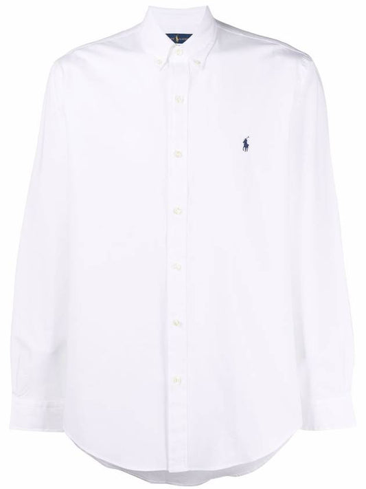 Pony Embroidery Custom Fit Long Sleeves Shirt White - POLO RALPH LAUREN - BALAAN 1