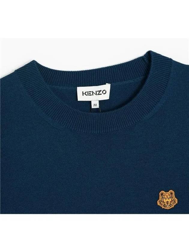 Tiger Logo Wool Knit Top Midnight Blue - KENZO - BALAAN 4