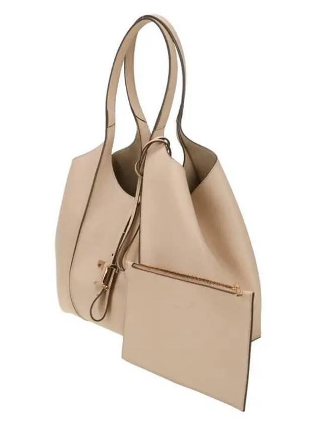 Logo T Timeless Leather Tote Bag Beige - TOD'S - BALAAN 3