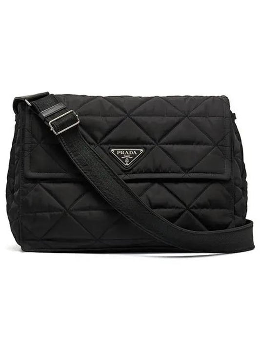 Topstitched Re Nylon Shoulder Bag Black - PRADA - BALAAN 2