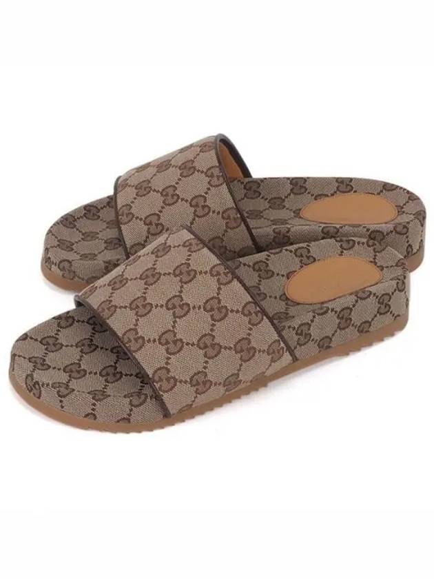 GG Supreme Canvas Slippers Brown - GUCCI - BALAAN 2