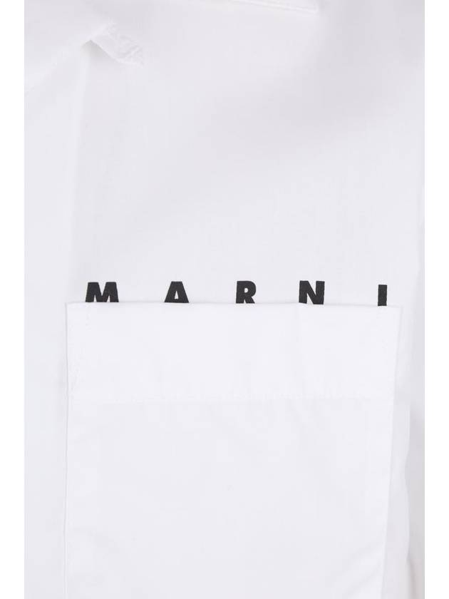 Logo Poplin Bowling Short Sleeve Shirt White - MARNI - BALAAN 4