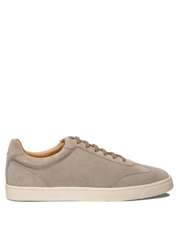 Almond Toe Leather Low Top Sneakers Grey - BRUNELLO CUCINELLI - BALAAN 1