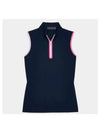 Mock Neck Tech Nylon Zip Polo Sleeveless Navy - G/FORE - BALAAN 2