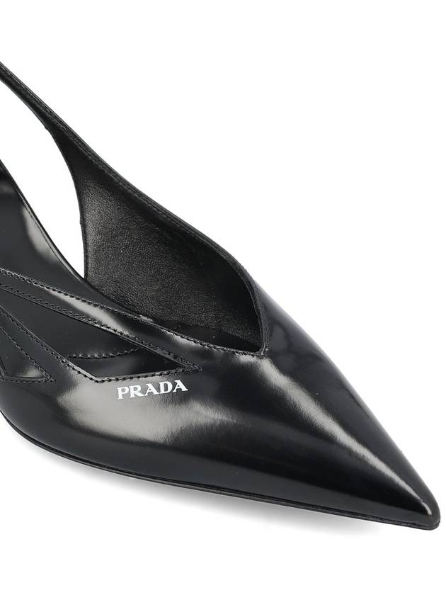 Women's Brushed Leather Cut-Out Pumps Black - PRADA - BALAAN 5