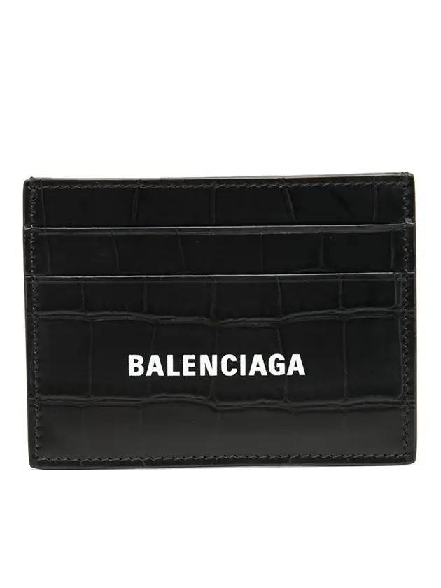 Crocodile Logo Card Wallet Black - BALENCIAGA - BALAAN 1