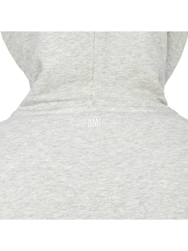 De Coeur Small Heart Zip Up Hoodie Grey - AMI - BALAAN 8