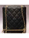 23K camellia decorated chain base square backpack caviar calfskin black AS4490 B14351 94305 - CHANEL - BALAAN 4