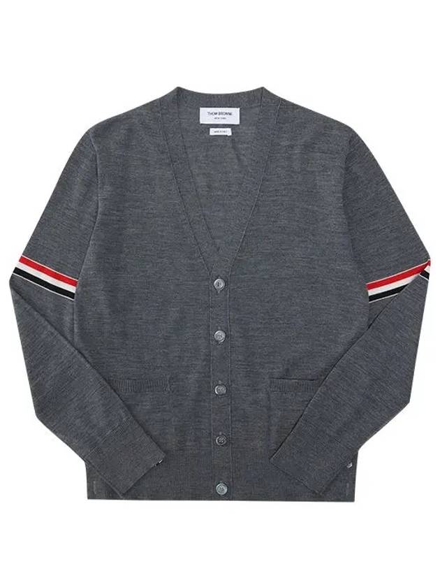 Stripe Armband Merino Wool Cardigan Grey - THOM BROWNE - BALAAN 3