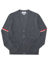 Stripe Armband Merino Wool Cardigan Grey - THOM BROWNE - BALAAN 6