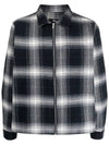 Men's Shadow Plaid Zip-Up Jacket Navy - STUSSY - BALAAN 2