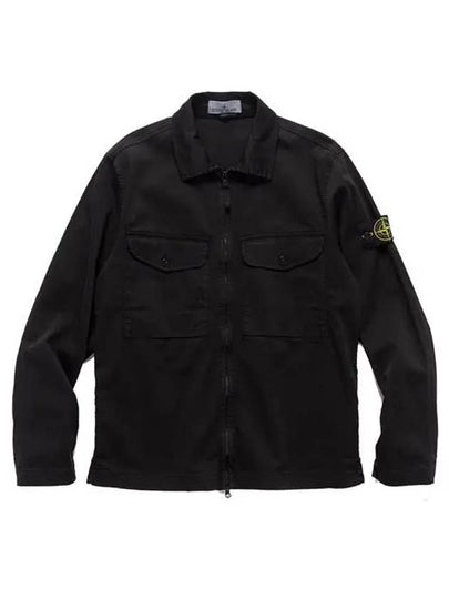 Wappen Patch Shirt Zip-Up Jacket Black - STONE ISLAND - BALAAN 2