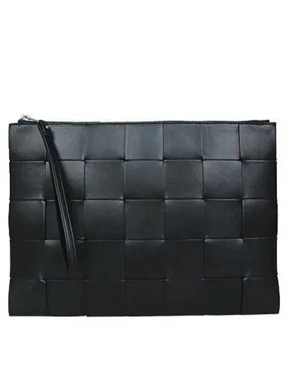 649616 Intreccio weaving black large cassette clutch bag - BOTTEGA VENETA - BALAAN 2