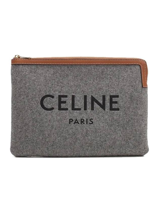 Women's Logo Pouch Bag Gray - CELINE - BALAAN.